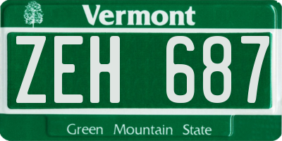 VT license plate ZEH687