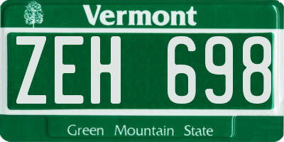 VT license plate ZEH698