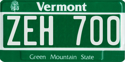 VT license plate ZEH700