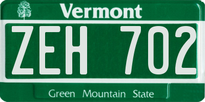 VT license plate ZEH702
