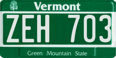 VT license plate ZEH703