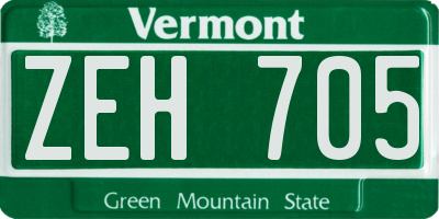 VT license plate ZEH705