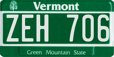 VT license plate ZEH706