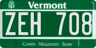 VT license plate ZEH708