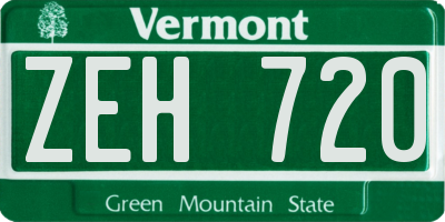 VT license plate ZEH720