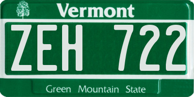 VT license plate ZEH722