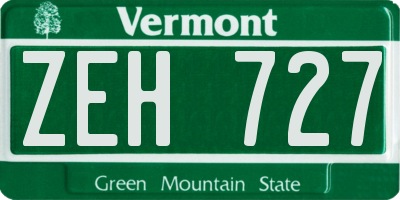 VT license plate ZEH727