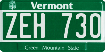 VT license plate ZEH730