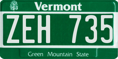 VT license plate ZEH735