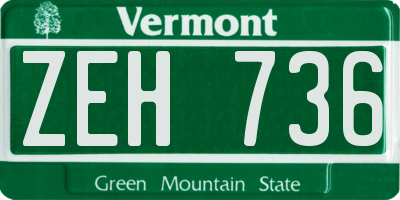 VT license plate ZEH736