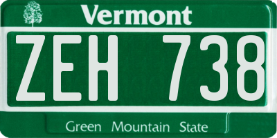 VT license plate ZEH738