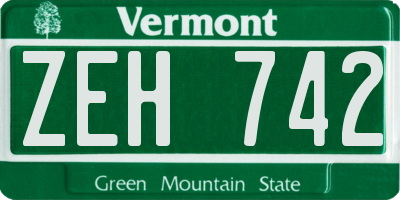 VT license plate ZEH742