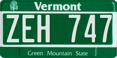 VT license plate ZEH747
