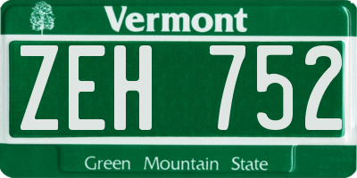 VT license plate ZEH752