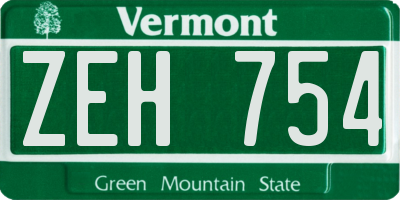VT license plate ZEH754