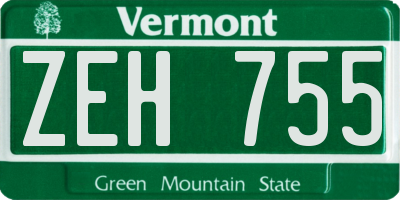 VT license plate ZEH755