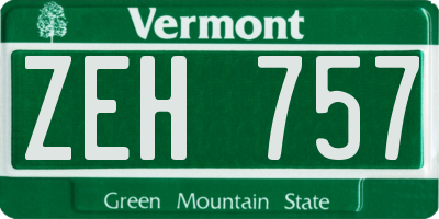 VT license plate ZEH757