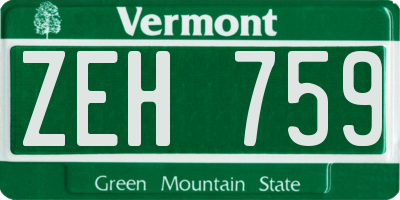 VT license plate ZEH759
