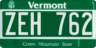 VT license plate ZEH762