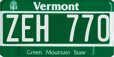 VT license plate ZEH770