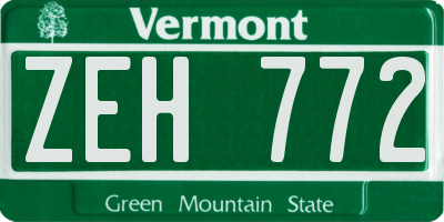 VT license plate ZEH772