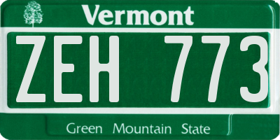 VT license plate ZEH773