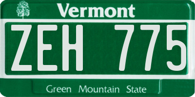 VT license plate ZEH775