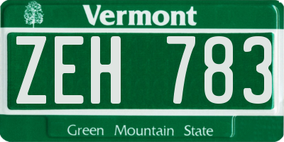 VT license plate ZEH783