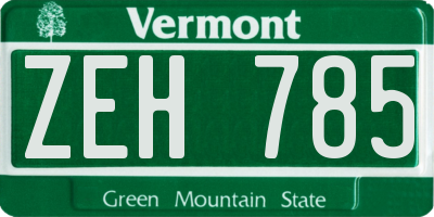 VT license plate ZEH785