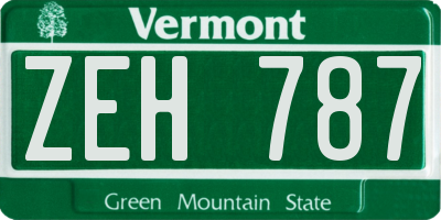 VT license plate ZEH787