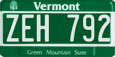 VT license plate ZEH792