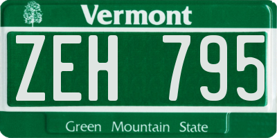 VT license plate ZEH795