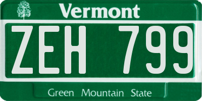 VT license plate ZEH799