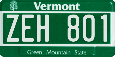 VT license plate ZEH801