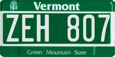 VT license plate ZEH807