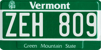 VT license plate ZEH809