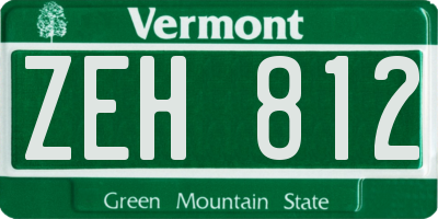 VT license plate ZEH812
