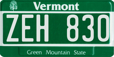 VT license plate ZEH830