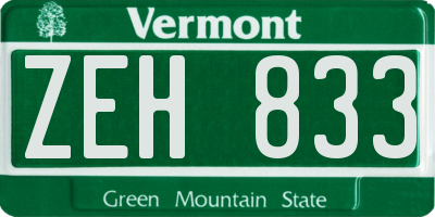 VT license plate ZEH833