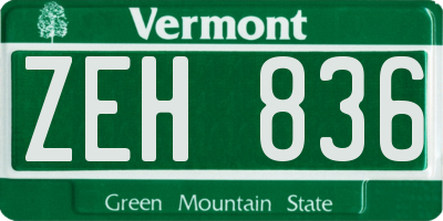 VT license plate ZEH836