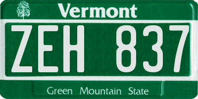 VT license plate ZEH837
