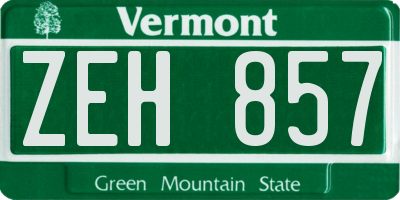 VT license plate ZEH857