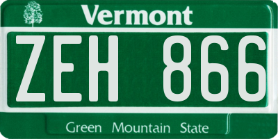 VT license plate ZEH866