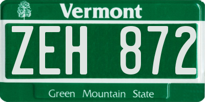 VT license plate ZEH872