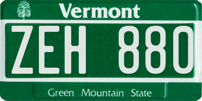 VT license plate ZEH880