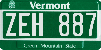 VT license plate ZEH887