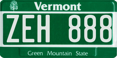 VT license plate ZEH888