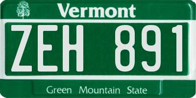 VT license plate ZEH891