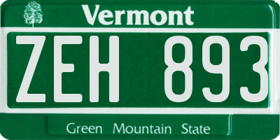 VT license plate ZEH893
