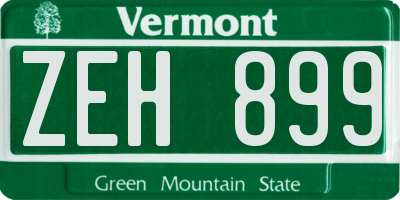 VT license plate ZEH899